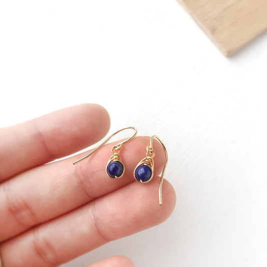 Tiny Lapis Lazuli Dangle Earrings