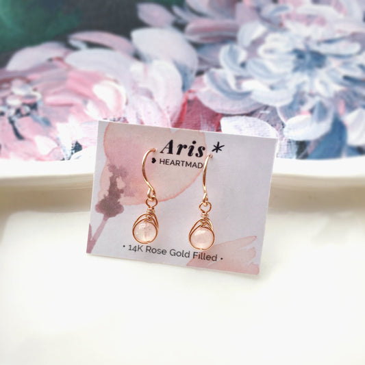 Tiny Rose Quartz Earrings