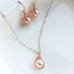 Pink Pearl Earrings and Necklace Set, Dainty Pearl Jewelry Set