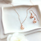 Pink Pearl Earrings and Necklace Set, Dainty Pearl Jewelry Set