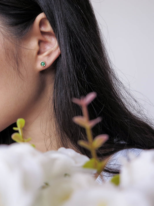 Tiny Jade Stud Earrings