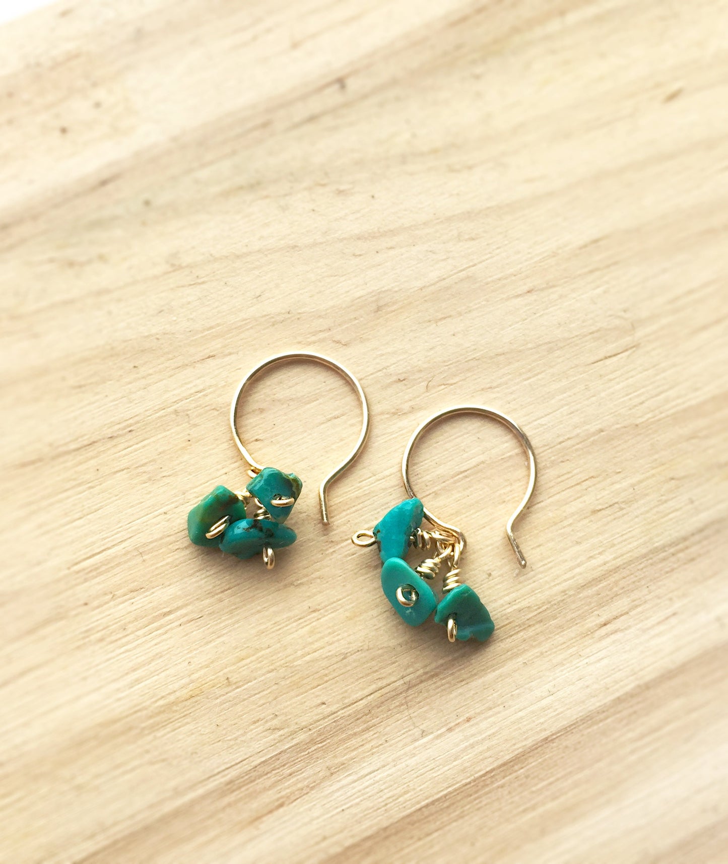 Raw Turquoise Tiny Hoop Earrings