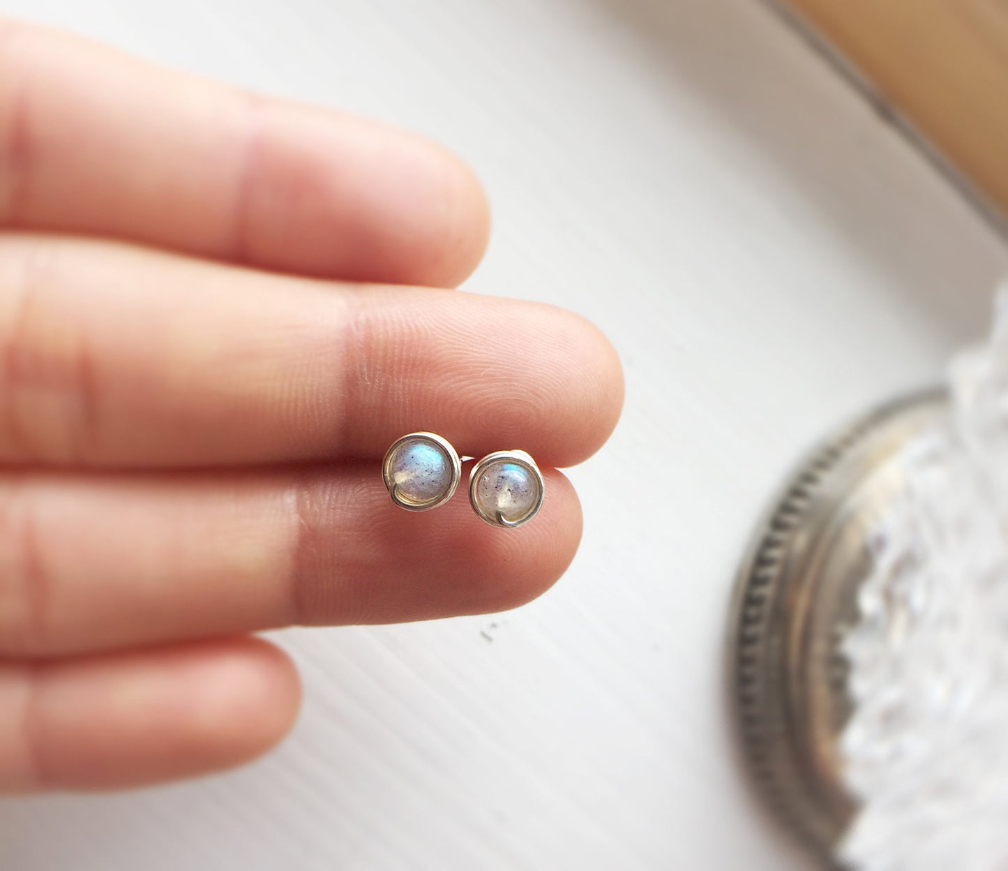 Labradorite Tiny Stud Earrings