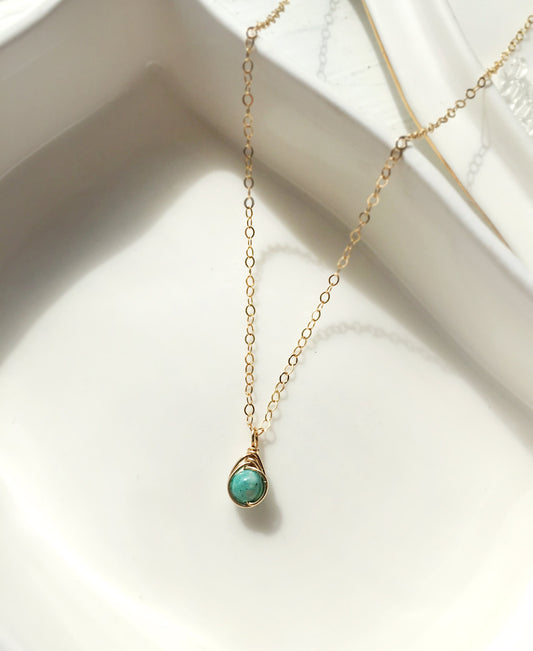 Dainty Turquoise Earrings and Necklace Jewelry Set