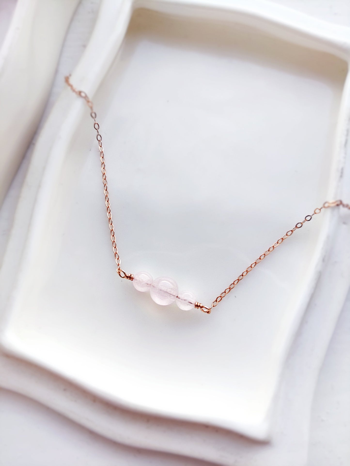 Minimalist Rose Quartz Bar Necklace
