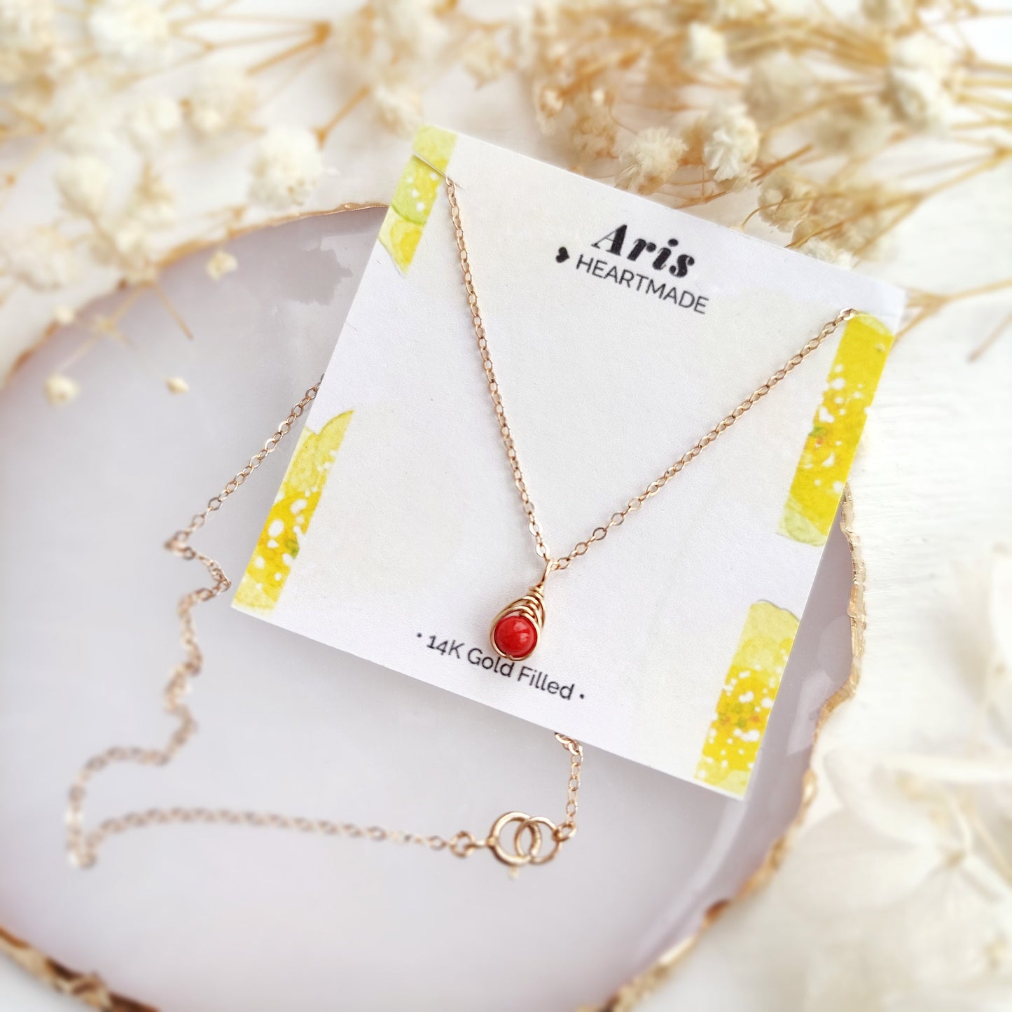 Dainty Red Coral Necklace