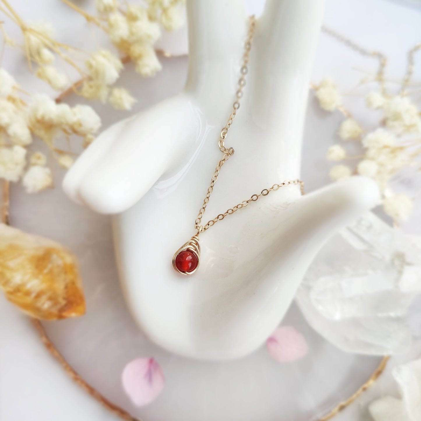 Crystal Rock Necklace with 18K Gold Finish | by Aris Silver-Red Shimmer