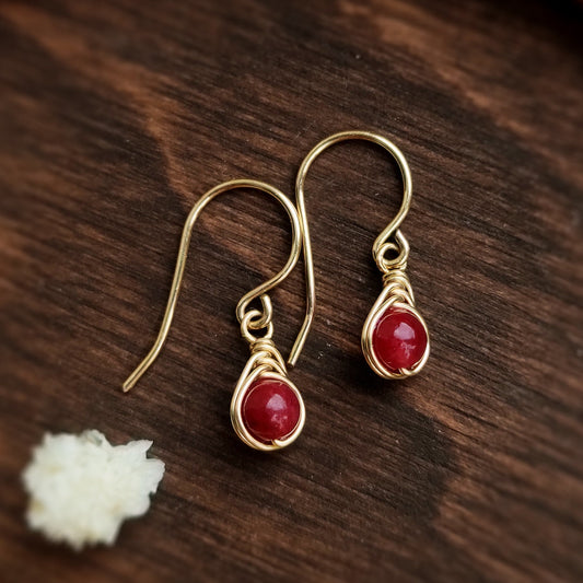 Tiny Ruby Dangle Earrings