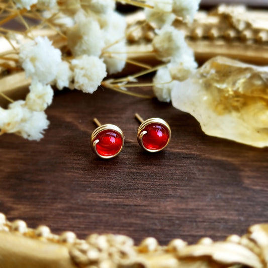Red Carnelian Stud Earrings