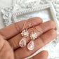 Rose Quartz & Moonstone Flower Dangle Earrings