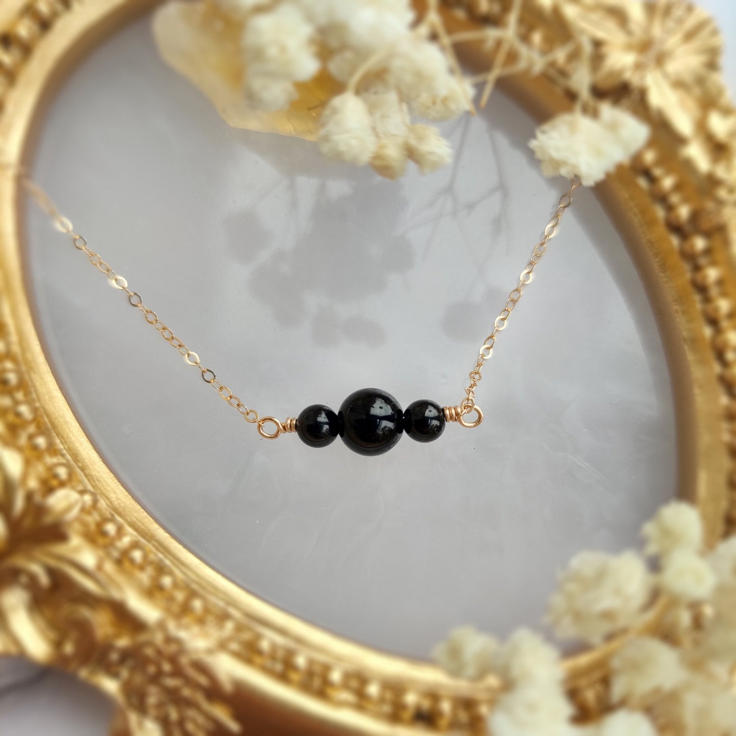 Minimalist Black Tourmaline Bar Necklace